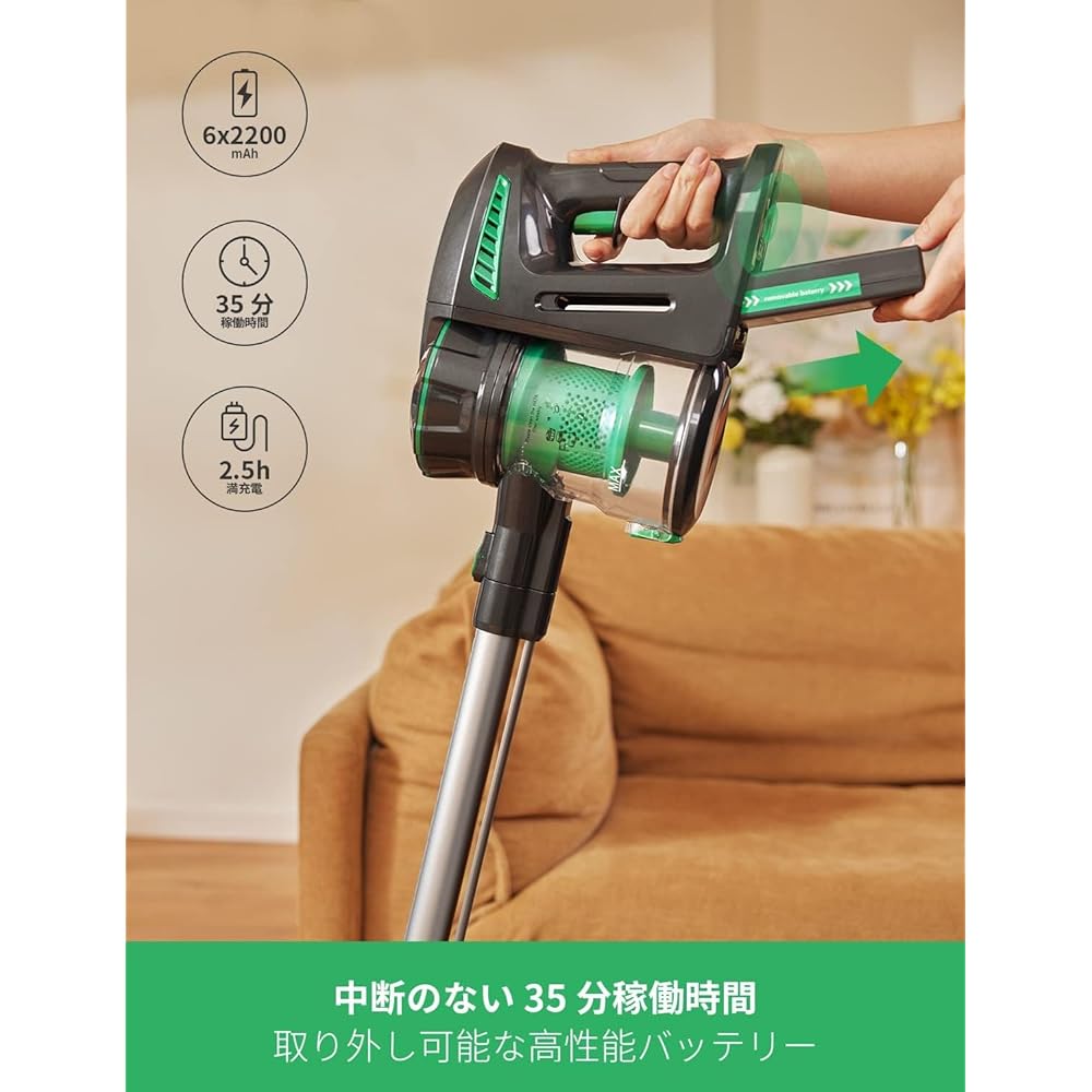 Vacuum Cleaner, Cordless Vactidy V8 28,000 Pa, Strong Suction, Cordless Vacuum Cleaner, Telescopic Pipe, Cyclone Vacuum Cleaner, Removable Battery, 35 Minutes of Long Operation, Stick Vacuum Cleaner,
