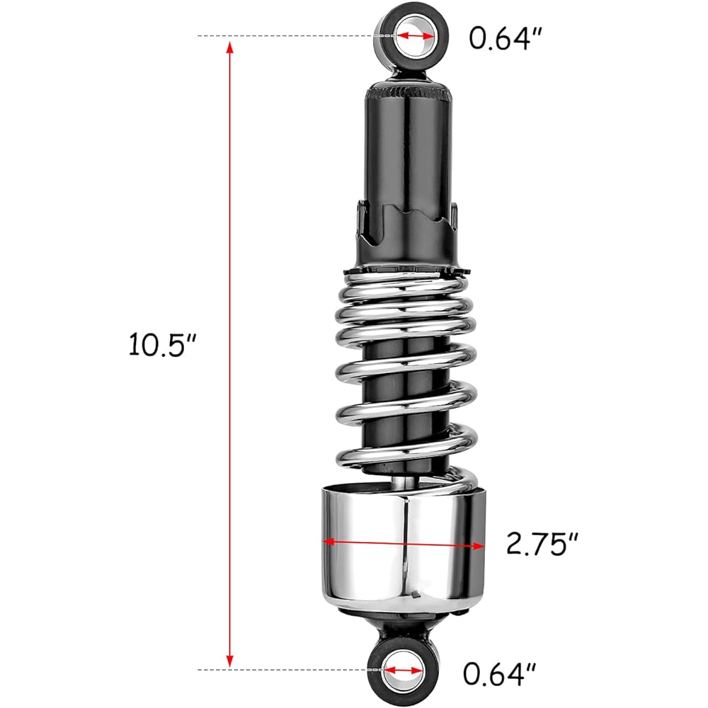 Mofun Preload Adjustable 10.5" Rear Shock Rolling Kit Harley Sportster 883 1200 1988-2003 2004-2023 Chrome