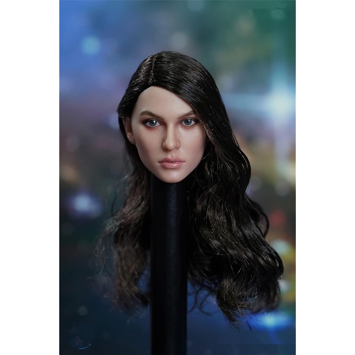 1/6 Scale Female Head Sculpt Beauty Russian Girl Tanned Skin Planted Hair 12'' Female Soldier Action Figure Body Collection (Long Curly Hair)