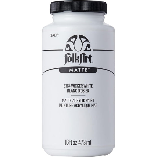 FolkArt Matte Acrylic Paint Assorted Colors 16oz Wicker White 16 fl oz