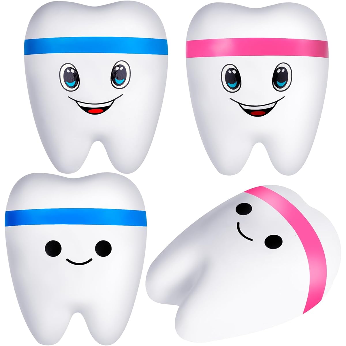 4 Teeth Stress Balls Slowly Rebounding Jumbo Cartoon Teeth Shaped Stress Balls for Adults Teeth Stress Balls for Adults Kids Party Favors