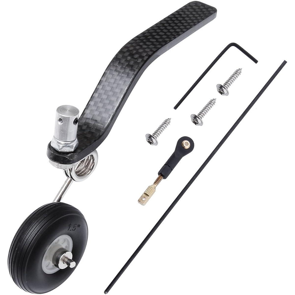 50cc Nitro Great Plane Landing Gear Carbon Tail Wheel Assembly 3.8cm Rubber Tyre Kit RC Aeroplane Replacement Parts