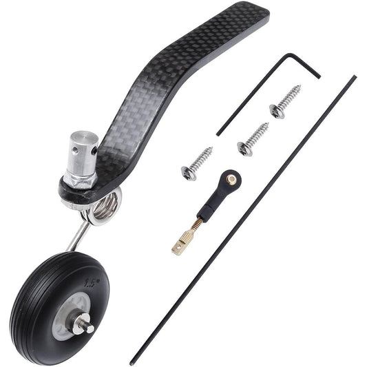 50cc Nitro Great Plane Landing Gear Carbon Tail Wheel Assembly 3.8cm Rubber Tyre Kit RC Aeroplane Replacement Parts