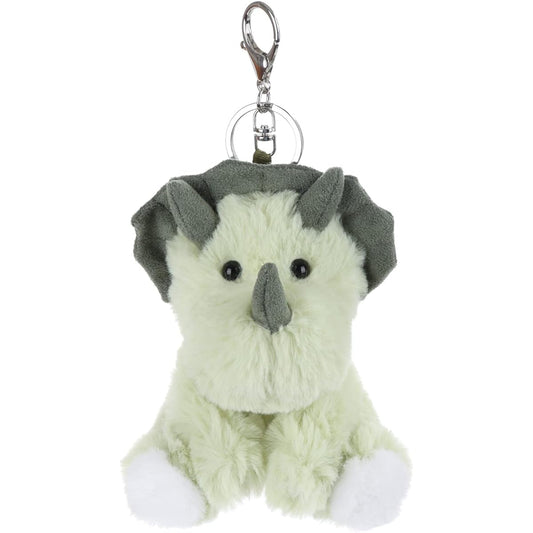 Apricot Lamb Cute Toy Plush Green Triceratops Stuffed Animal Soft Keychain for Kids Bags, Wallets, Backpacks, Handbags (5 inch)