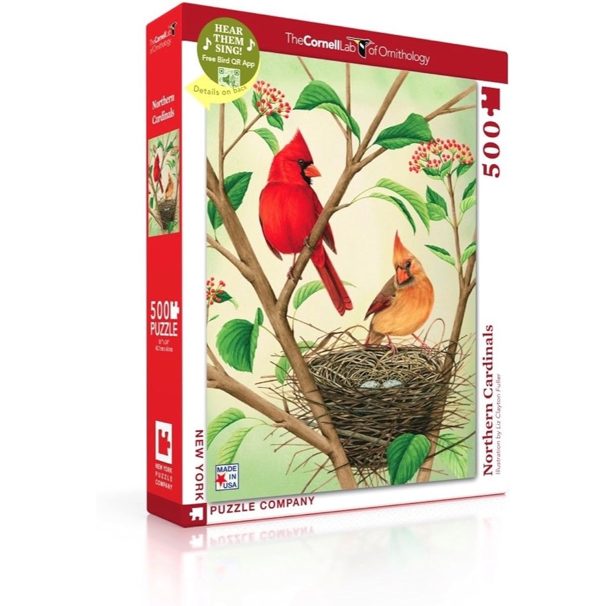 New York Puzzle Company Cornell Labs Northern Cardinals 500 Piece Jigsaw Puzzle