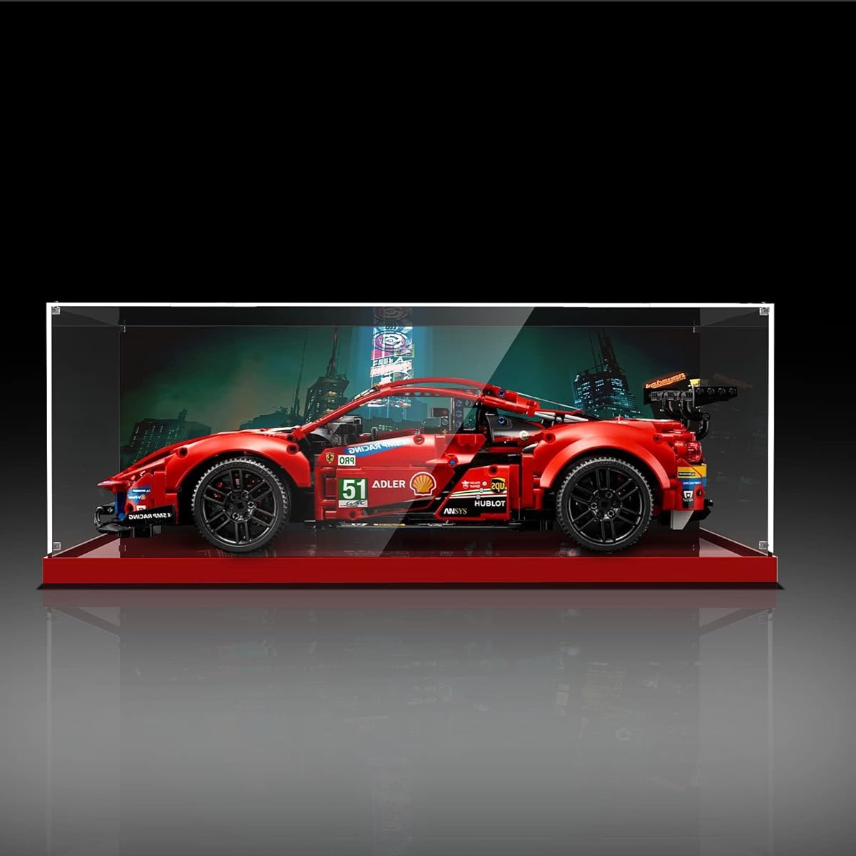 Vaodest Acrylic Display Case for Lego 42125 Ferrari 488 GTE Set, 3mm HD Dustproof Clear Display Box for Lego 42125 Model (Box Only, Not Lego Building Set)
