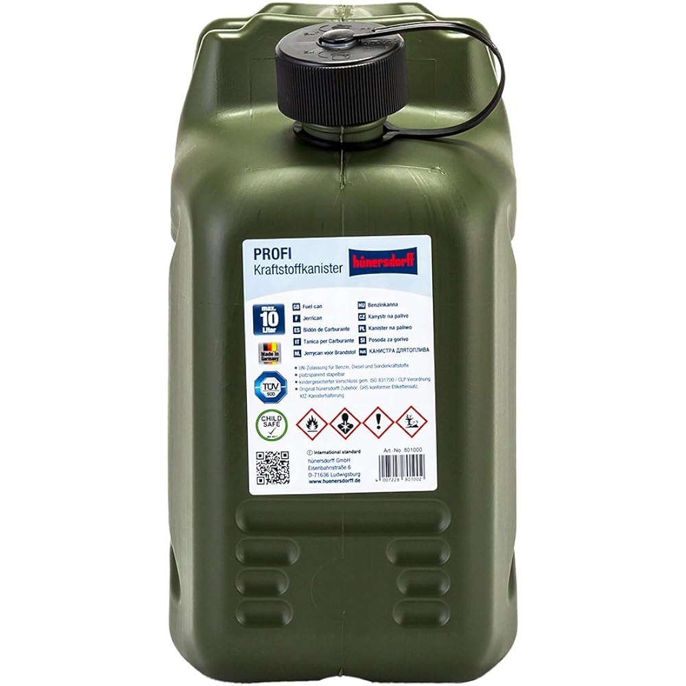 [Hunersdorff] Hunersdorff Fuel Tank Polytank Fuel Campro 10L Water Tank 801000 Olive Fuel Kerosene Tank Canister Camping [Parallel Import]