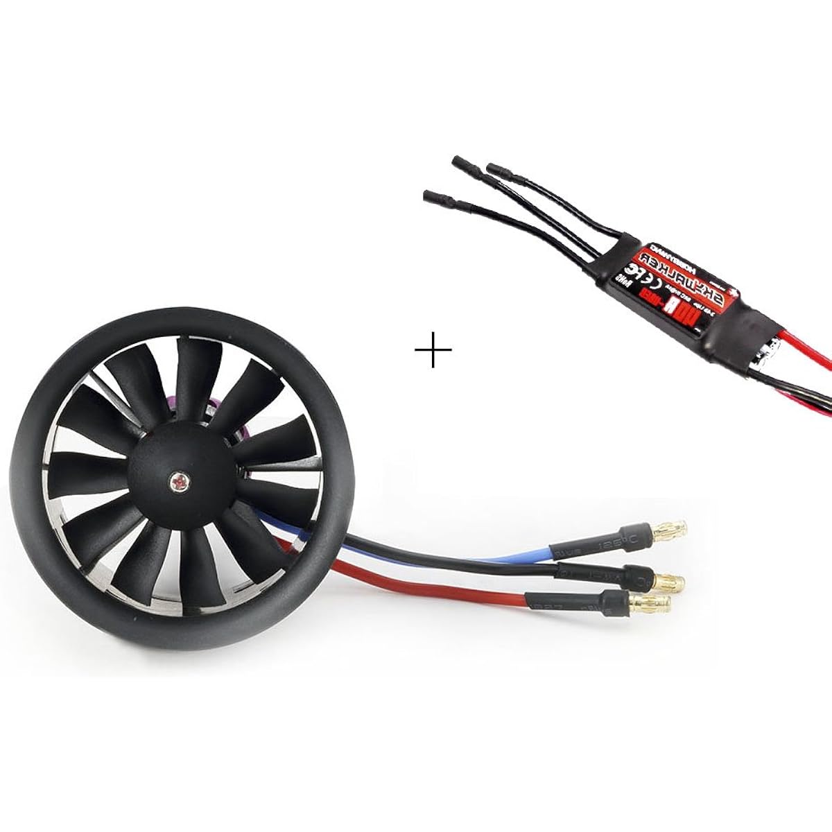 PowerFun Electronic Ducted Fan 50mm 11 Blade Ducted Fan with RC Brushless Motor 4300KV/4S Balance Tested with ESC 40A (2~4S) for EDF 4S RC Jet Airplane