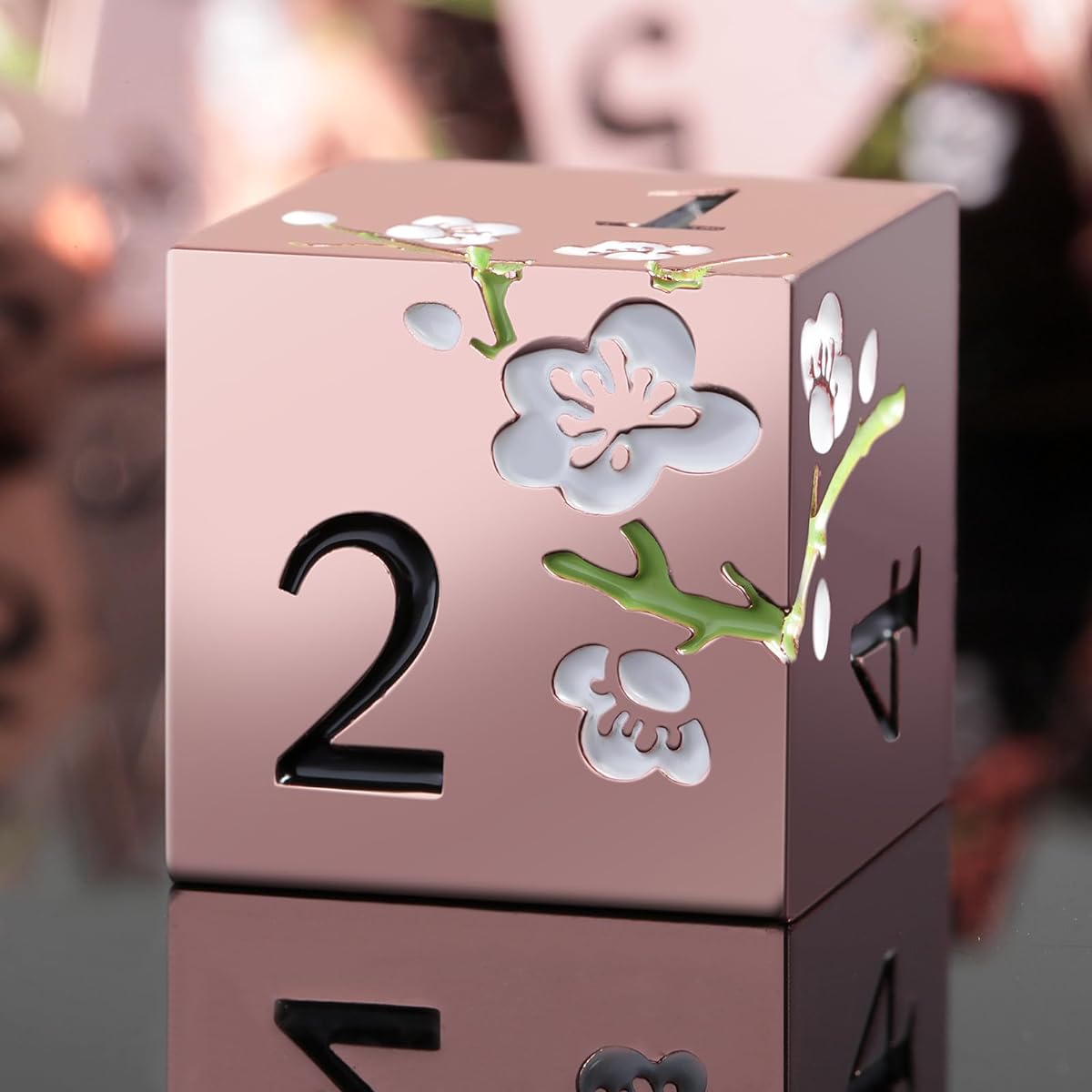 DNDND Metal Dice Set D&D 7pc Flower Metallic DND Dice Set with Huge Gift Case for Dungeons and Dragons Tabletop Game (Gold and White Flower)