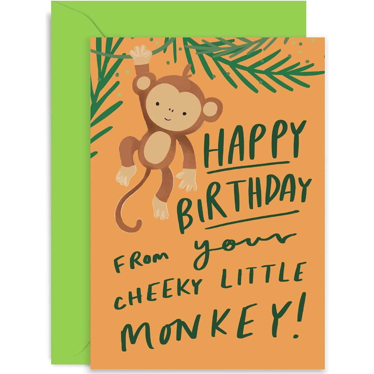 Old English Co. Little Monkey Birthday Card for Mommy from Daddy - Cheeky Monkey Fun Card for Birthday from Dad/Mother/Son/Daughter | Blank Inside, Envelope Included