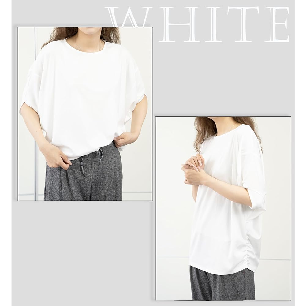 [iito.seasons] Yoga Dolman Sleeve Yoga Wear, Women's, Loose, Top, Body Covering, Long Length, Short Sleeves, Sports, Fitness, Sweat Absorbent, Quick Drying, UV Protection, UV Protection, Thin, Summer, Stylish, Cute