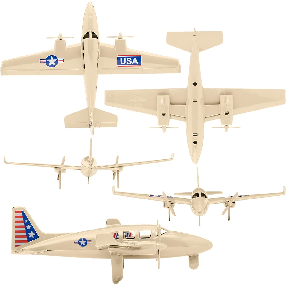 TimMee Propeller Planes & Fighters - Desert Tan Plastic Army Men's Airplane Made in the USA