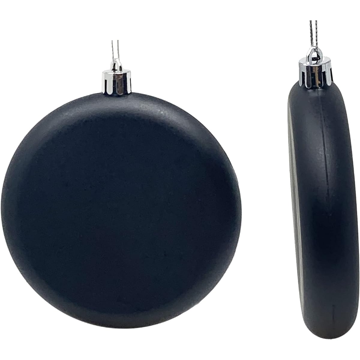 Sleetly DIY Plastic Christmas Ornaments Craft Painting Drawing Solid Color Blank Matte Black Large Flat Discs 3.9 Inch Set of 36