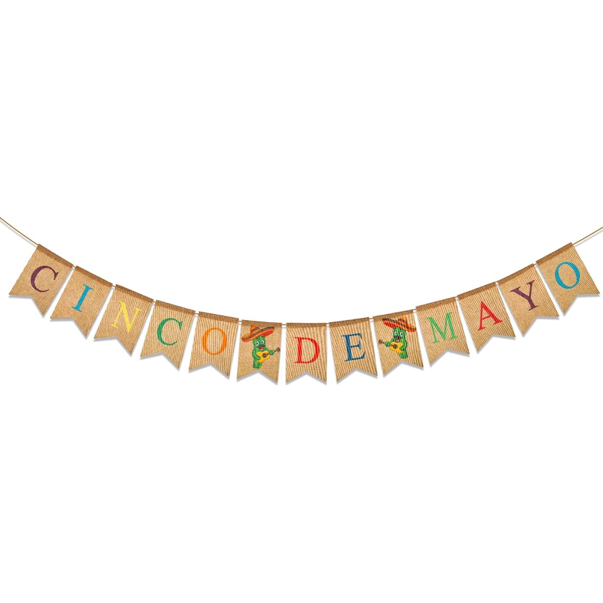 HOWAF Cinco De Mayo Burlap Banner, Mexican Fiesta Party Decorations Banner, Mexican Themed Birthday Party Supplies, Fiesta Party Backdrop Banner, Mexican Themed Background Banner for Photo Booth Supplies