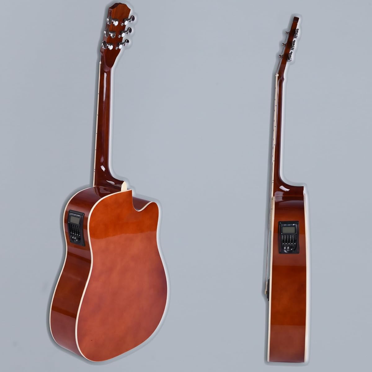 Aryari Electric Acoustic Guitar Left-handed Acoustic Guitar Beginner Set 41'' Acoustic Guitar for Adults and Students 4/4 Acoustic Electric Guitar for Beginner (Storage bag, strings, capo, pick, strap, etc. included) Wood color Left-handed 41''