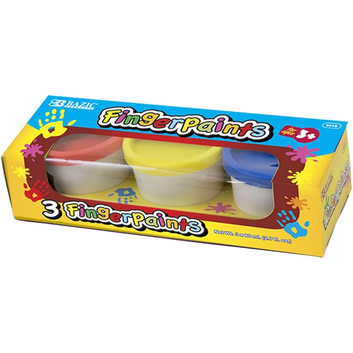 Bazic Washable Finger Paint 80ml Assorted Colors 3 per Pack (Case of 48)