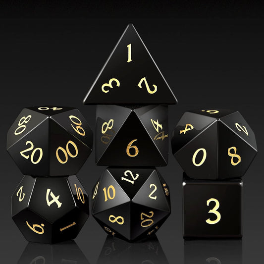 Obsidian Dice D&D DNDND Full Set Gem Dice Set with Huge Gift Case for Dungeons & Dragons & Tabletop Games (Ovidian)