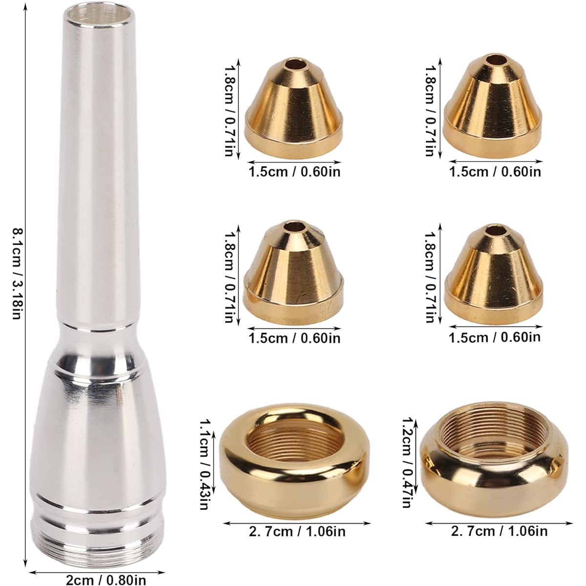 Trumpet mouthpiece set 3C 3B 2C 2B metal trumpet mouthpiece beginner trumpet practice mouthpiece