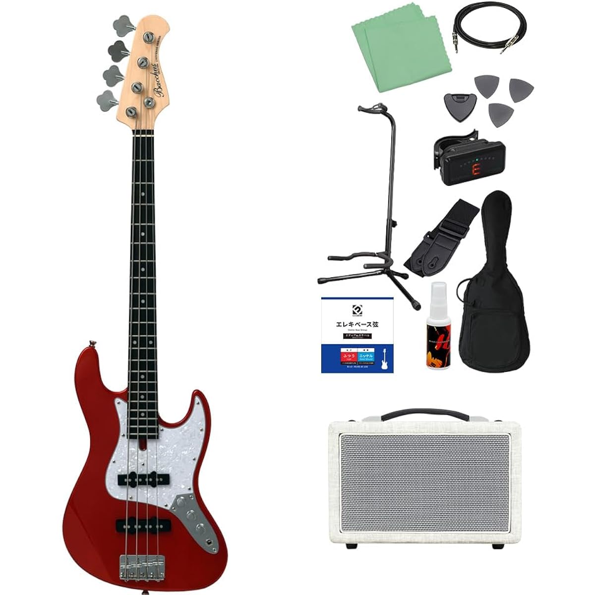 Bacchus WJB-Mini CAR Bass Beginner 12-piece Set [Shimamura Music's best-selling bass amp included] Jazz bass type mini size Bacchus