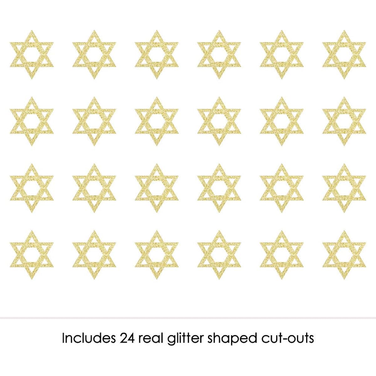 Gold Glitter Star of David - Smudge-Free Real Gold Glitter Cut - Hanukkah Confetti - Set of 24