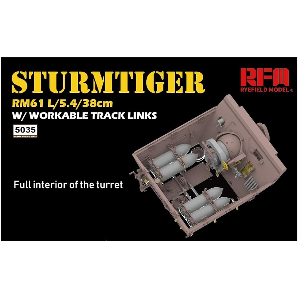 Ryfield Model 1/35 German Army Sturmtiger w/Connected Assembly Movable Track Plastic Model RFM5035
