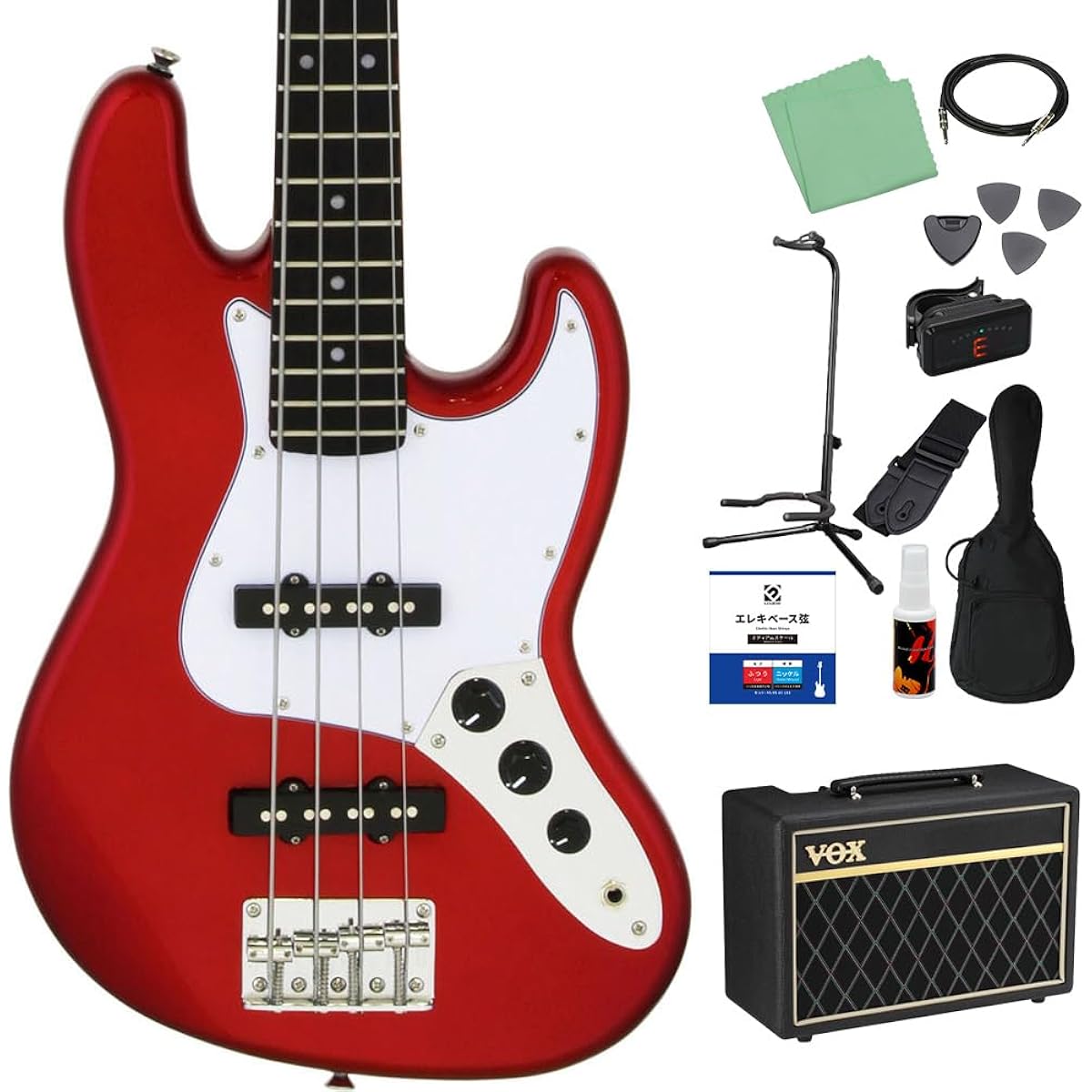 LEGEND LJB-MINI Candy Apple Red Bass Beginner 12-piece set [with VOX amp] Mini electric bass Legend