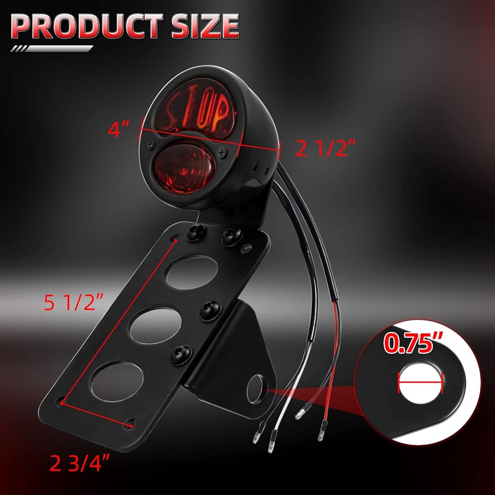 Amazicha Tail Light Side Mount License Plate Bracket Compatible with Harley Black LL-LP-BST-US