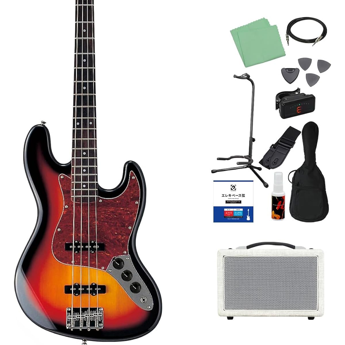 Photogenic JB-240 SB Bass Beginner 12-piece Set [Shimamura Music's best-selling bass amp included] Jazz bass type Photogenic