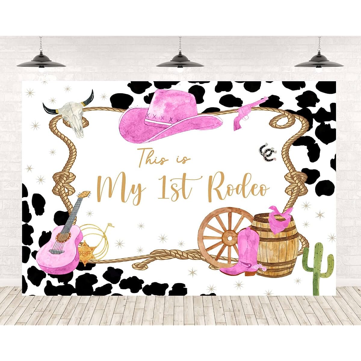 West Cowgirl Themed Birthday Party Backdrop for Girls My Wild West First Rodeo Party Photography Background Girls 1st Happy Birthday Cake Table Banner Decorations 6x4ft