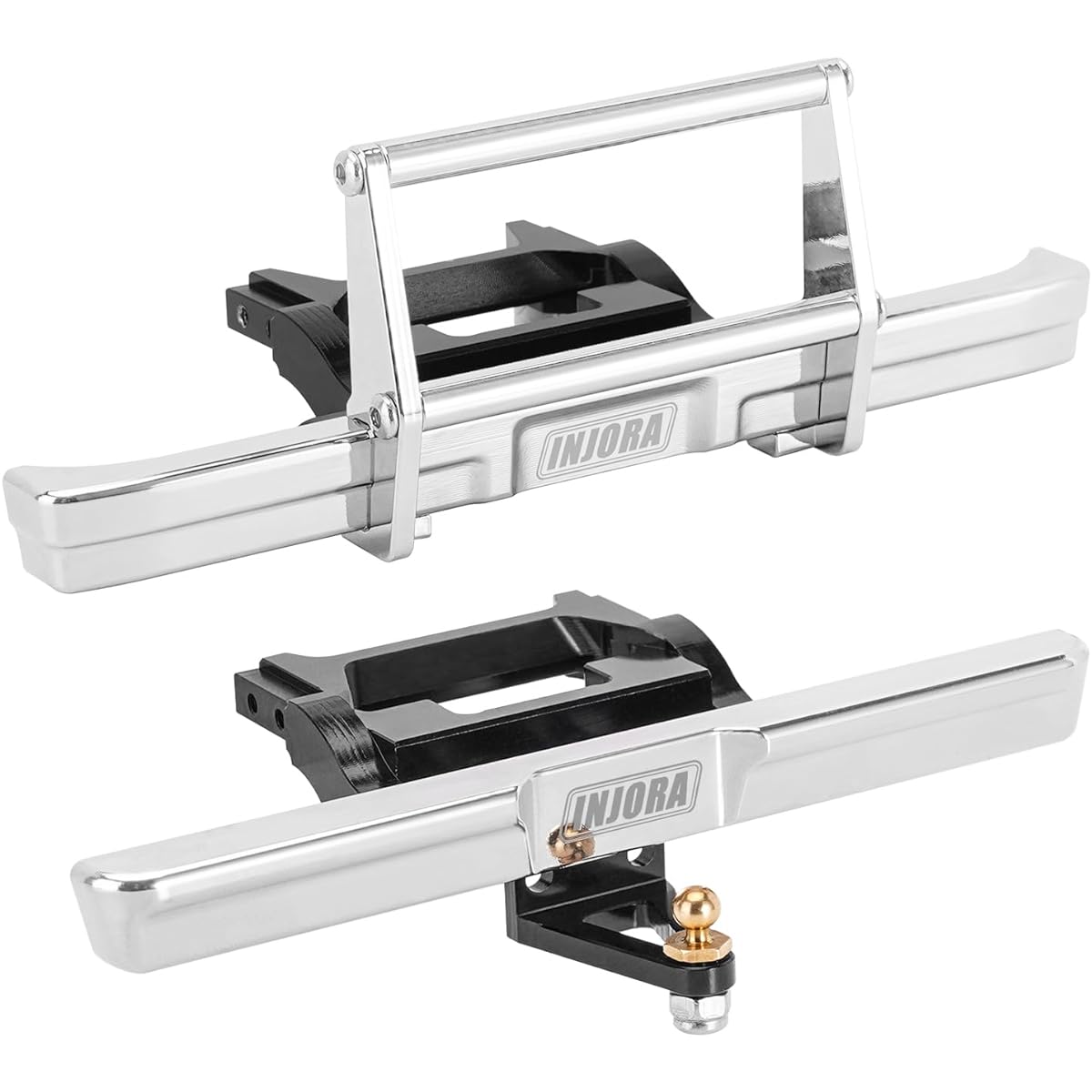 INJORA Front & Rear Bumper - CNC Aluminum Bumper for 1/18 RC Crawler TRX4M Hightrail K10 Upgrade