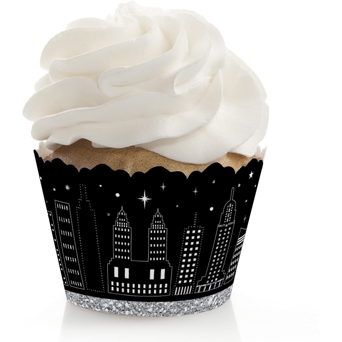 Big Dot of Happiness Nighttime City Skyline - New York Party Decorations - Party Cupcake Wrappers - Set of 12