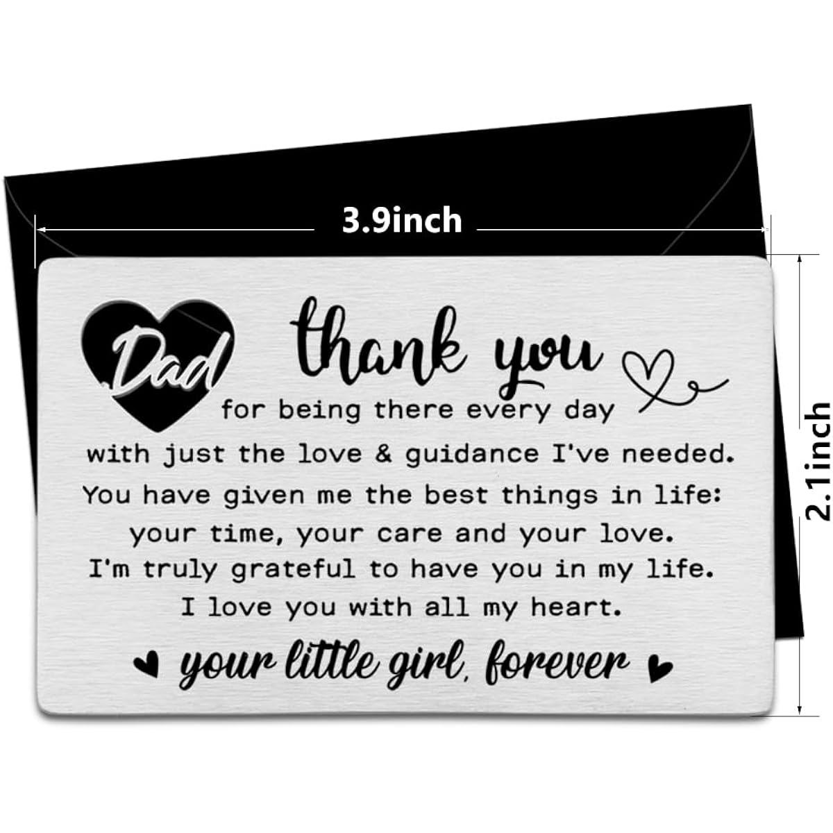 FOKCBOCM Dad Gift from Daughter Funny, Thank You Dad Engraved Wallet Card, Dad Wallet Card from Daughter Son, Birthday, Father's Day, Thanksgiving, Christmas, Valentine's Day Gift Card for Dad