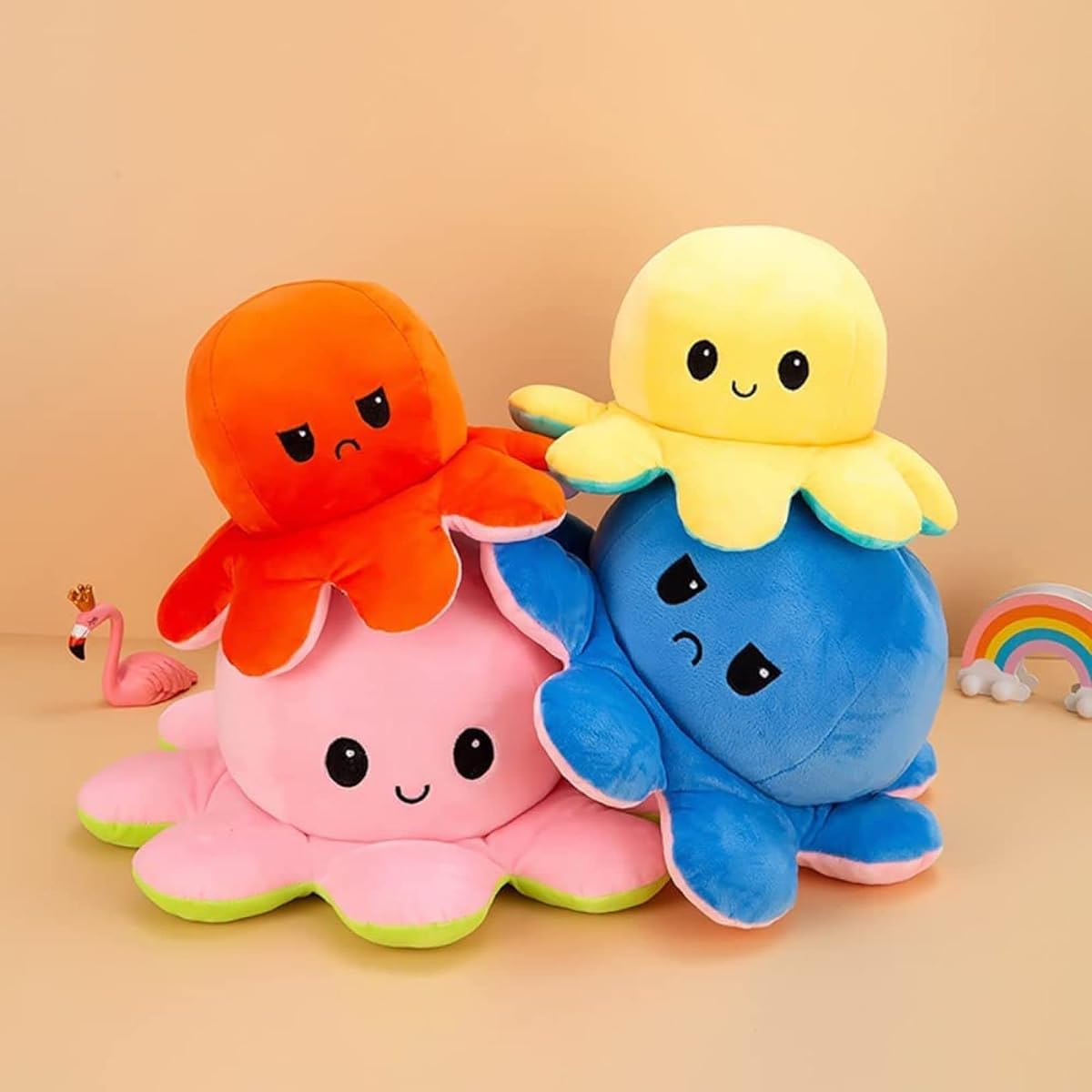 Octopus stuffed animal, reversible octopus stuffed animal, upside down octopus, angry face and smiling face, doll, double-sided, cute, present, gift, fluffy stuffed animal, celebration, birthday, 20/30/40/50/80/90/120cm, funny, photo prop