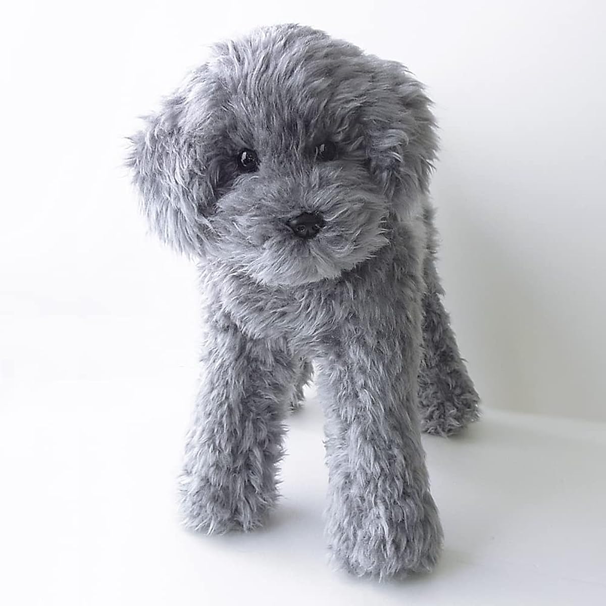 Ninian and Kino Stuffed Animal Dog Realistic Toy Poodle (Gray Silver) Freely Changeable Pose Total Length Approx. 33cm Lifelike Pet