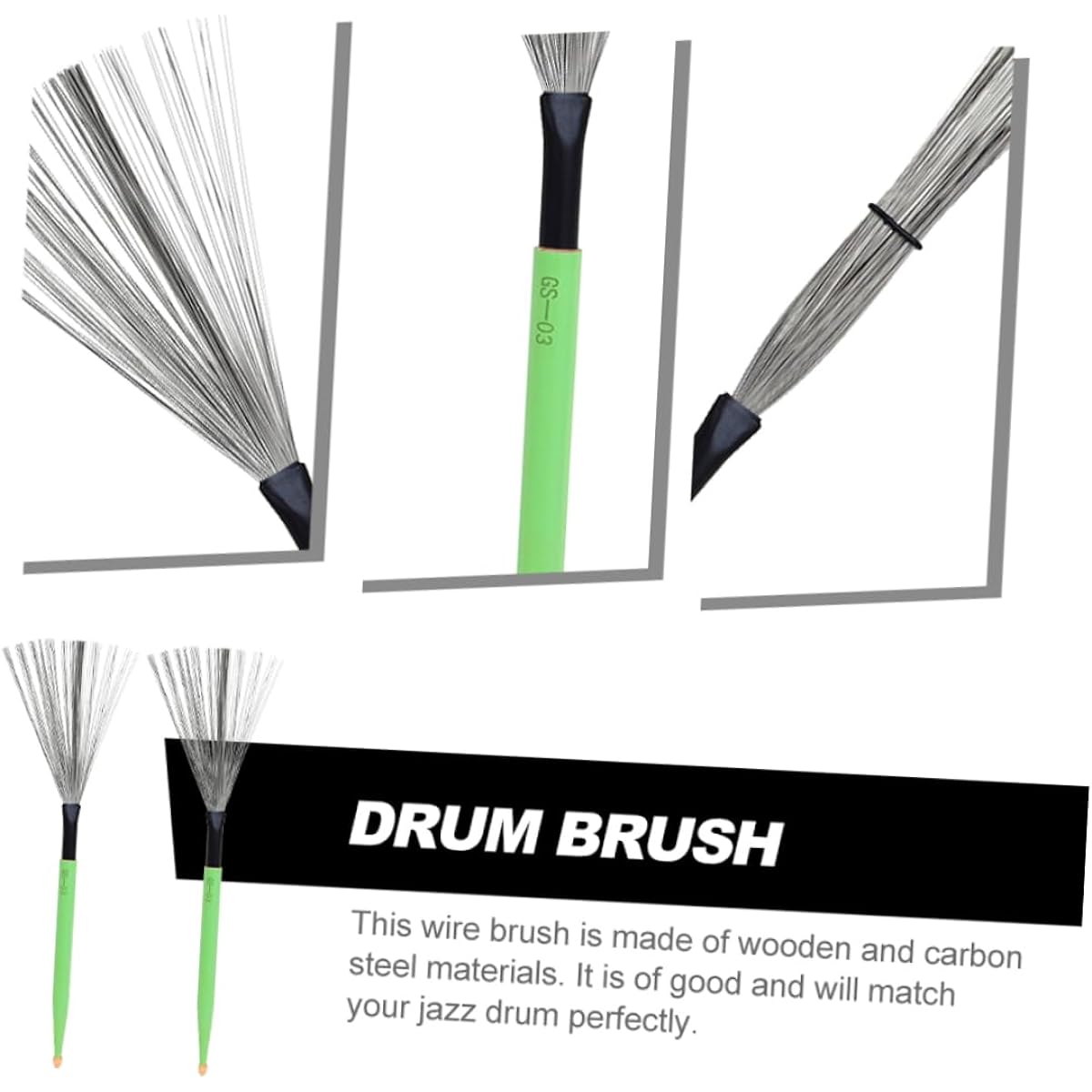 VICASKY 5 Pairs Double Head Drum Brushes Brush Drumsticks Jazz Drum Brush Paint Brush Snare Drum Stand Roller Jazz Drum Special Marching Snare Drum Drum