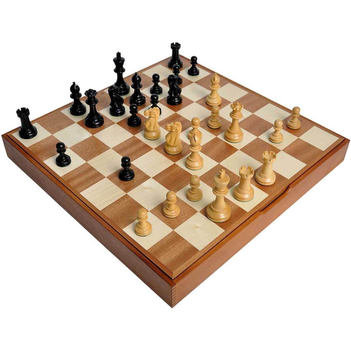 The House of Staunton Grandmaster Chess Set and Newsboy Combination - 4.0" King - Ebonized Boxwood