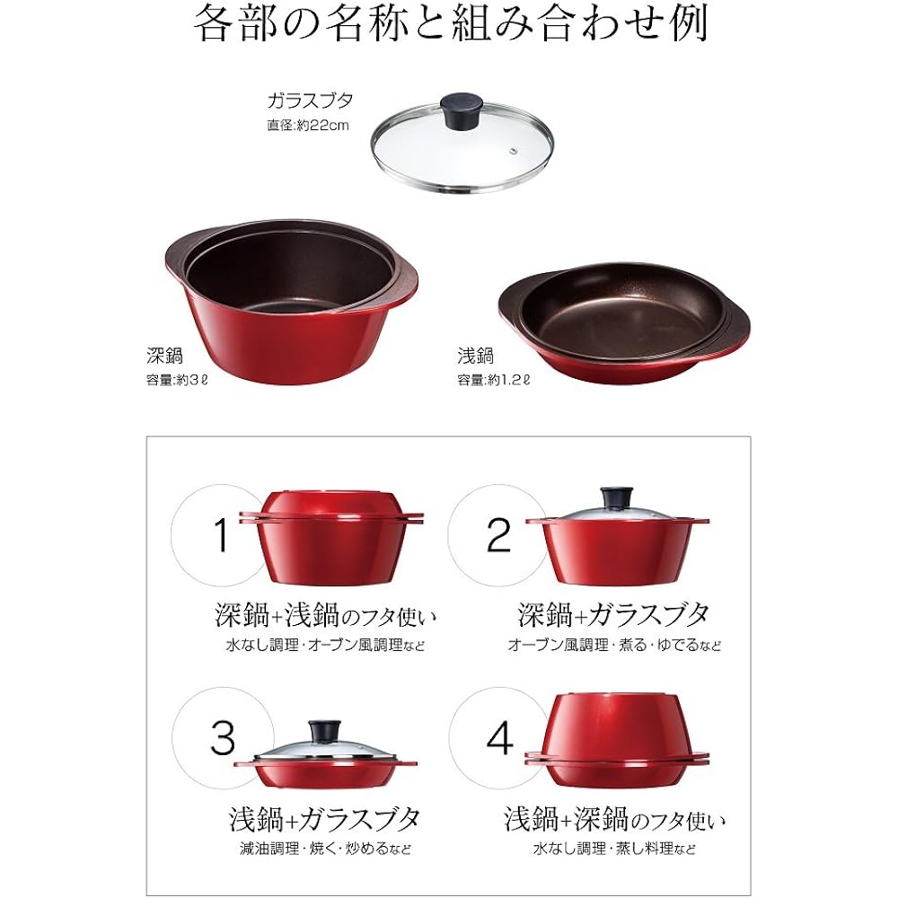 Skater Waterless All-Purpose Pot, 3-Piece Set, Uses the Moisture in Food to Bring Out the Flavor, All-Purpose Waterless Cooking Pot, Aluminum Pot ANWP1