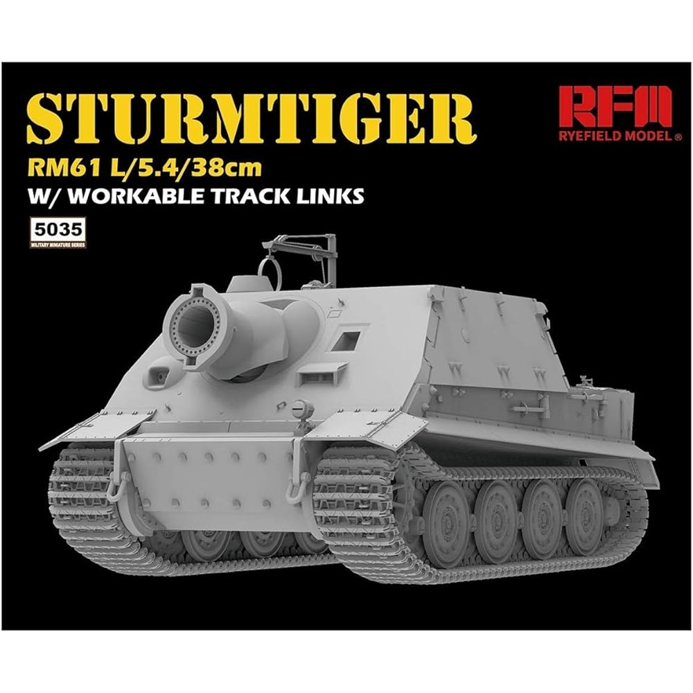 Ryfield Model 1/35 German Army Sturmtiger w/Connected Assembly Movable Track Plastic Model RFM5035
