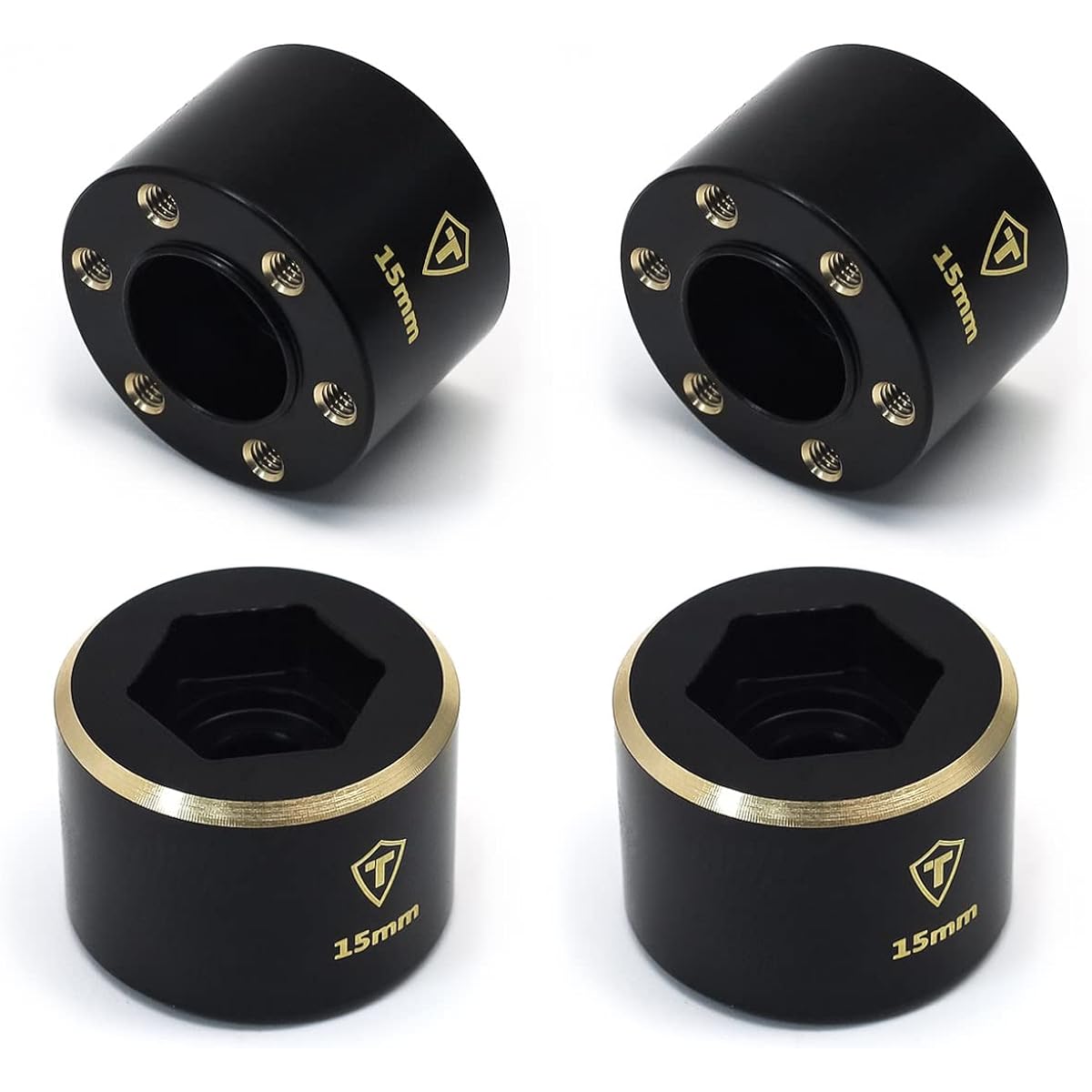 TREAL 1.9 Wheel Hub Brass Weight 9mm/12mm/15mm/18mm Wide Adapter Compatible with 1/10 RC Crawler (15mm)
