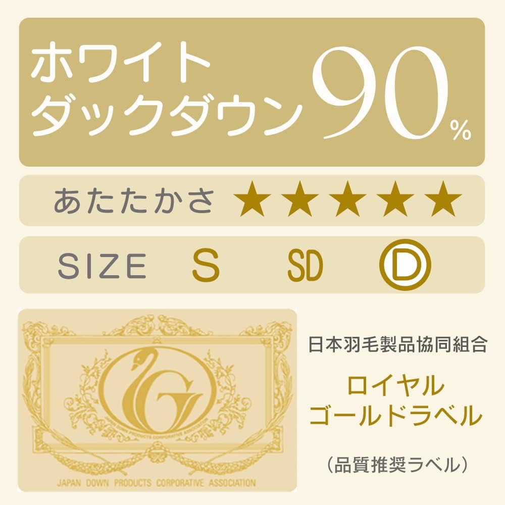 Iris Plaza Duvet 90% White Duck Down Ultra Light: Fabric 440g Down Power 400dp Royal Gold Label Double Ivory