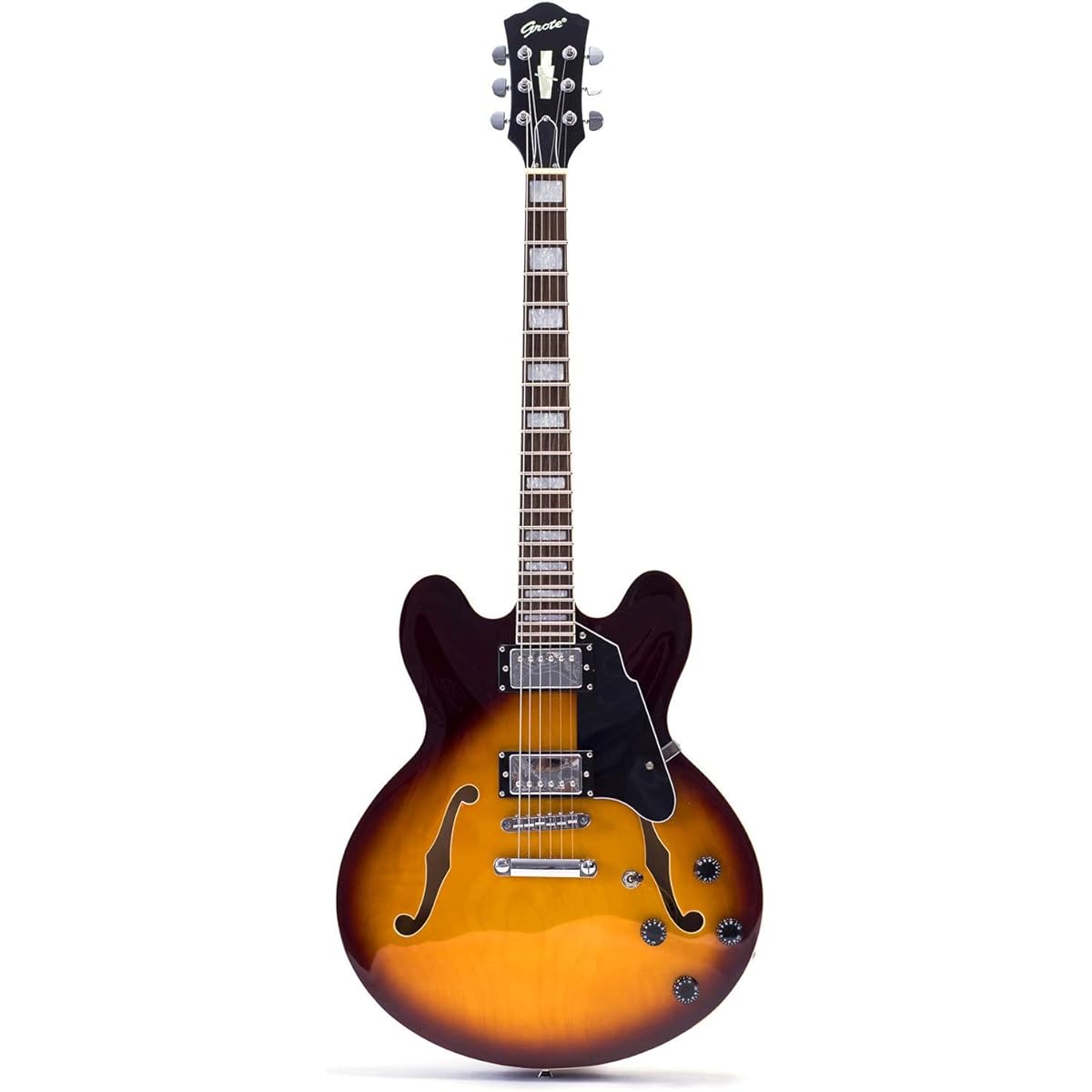 Grote Full Scale Electric Guitar Semi-Hollow Body Guitar Bone Nut (Sunburst)