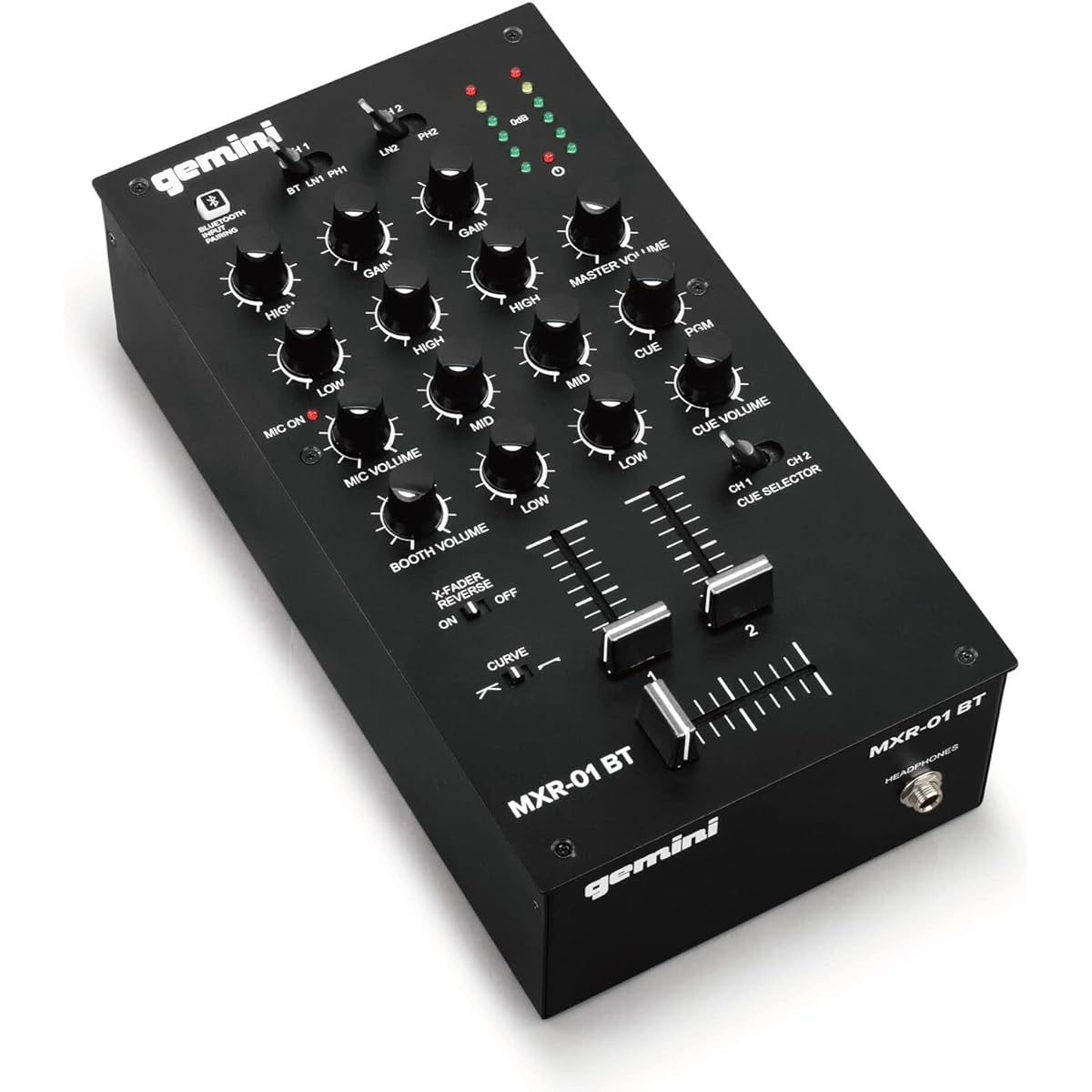 Gemini MXR-01BT 2-channel DJ mixer with Bluetooth connectivity, gain and EQ [Official Japanese product]