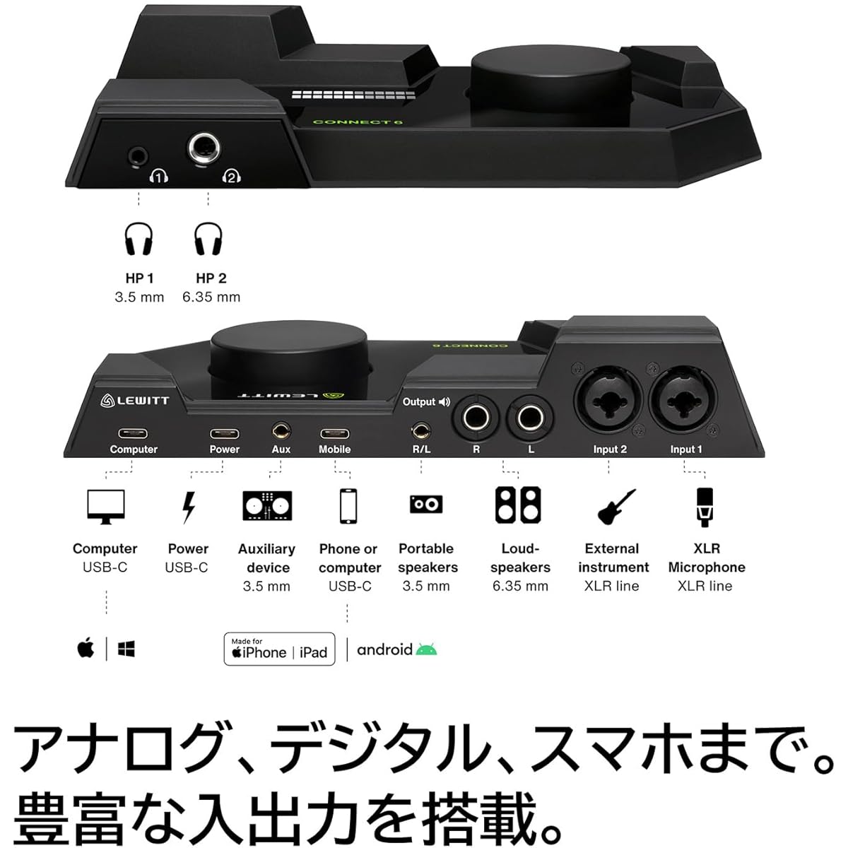 LEWITT Audio Interface USB DTM Music Production Recording Live Streaming Loopback CONNECT 6