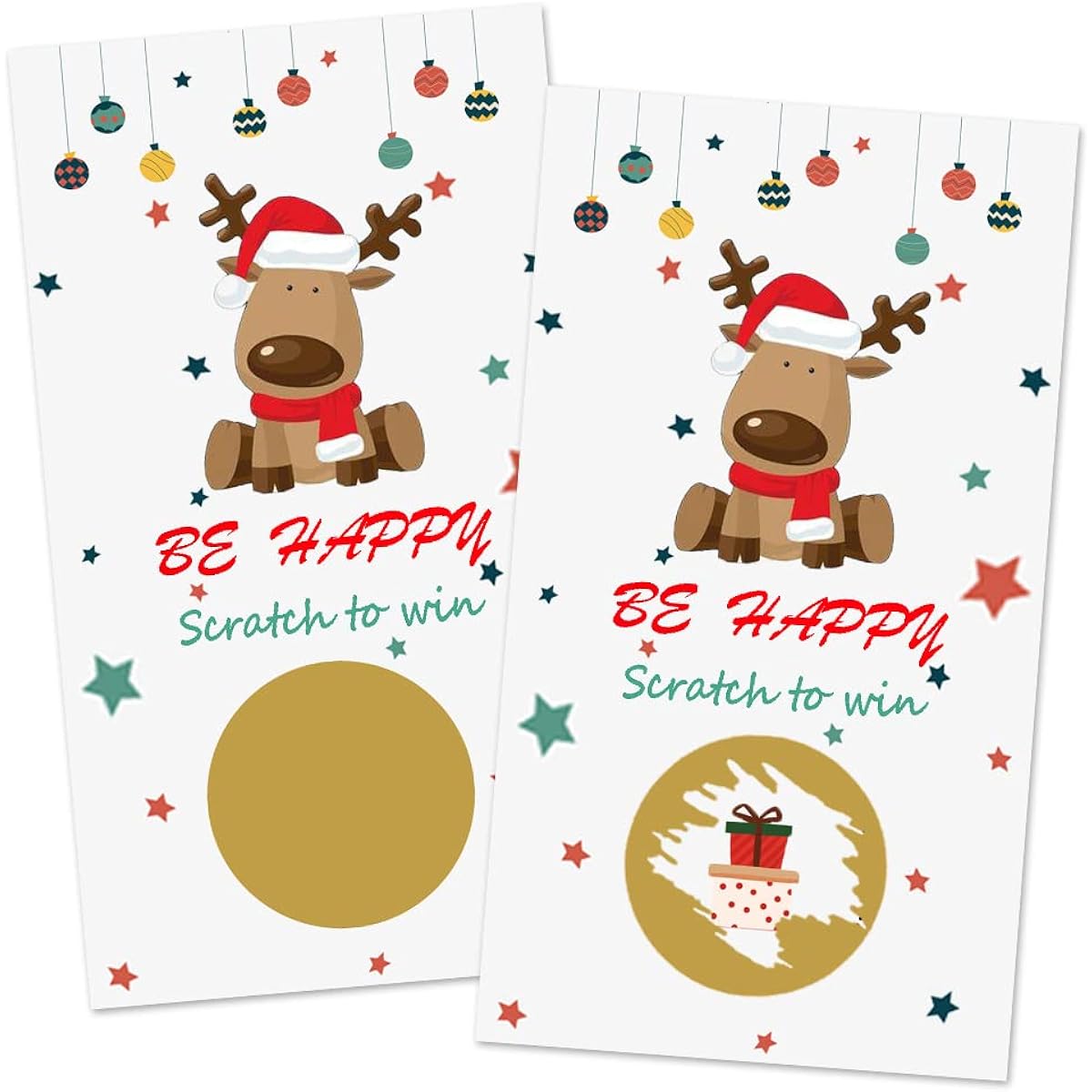 REWIDPARTY Christmas Elk Scratch Off Cards (Pack of 30) Christmas Party Game Tickets Festive Raffle Tickets Christmas Holiday Games Supplies Activities for Kids and Adults