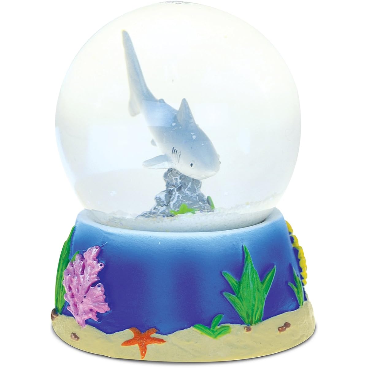 Puzzled Shark (65mm) Resin Stone Finish Snow Globe - Ocean Life Theme - Unique Elegant Gift, Souvenir - Item # 9483