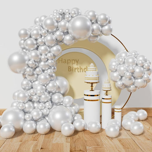 123pcs Pearl White Balloons Different Sizes for Garland Arch Premium Party Latex Balloons for Birthday Party Graduation Wedding Anniversary Baby Shower Party Decorations