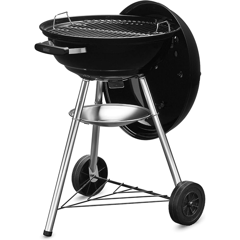 Weber 1221308 Barbecue Stove, Diameter 18.5 inches (47 cm), Compact Kettle, Charcoal Camping, For 6-8 People, 10-Year Warranty, 1221308, With Thermometer, Black, 18.5 inches (47 cm) & Barbecue Stove,