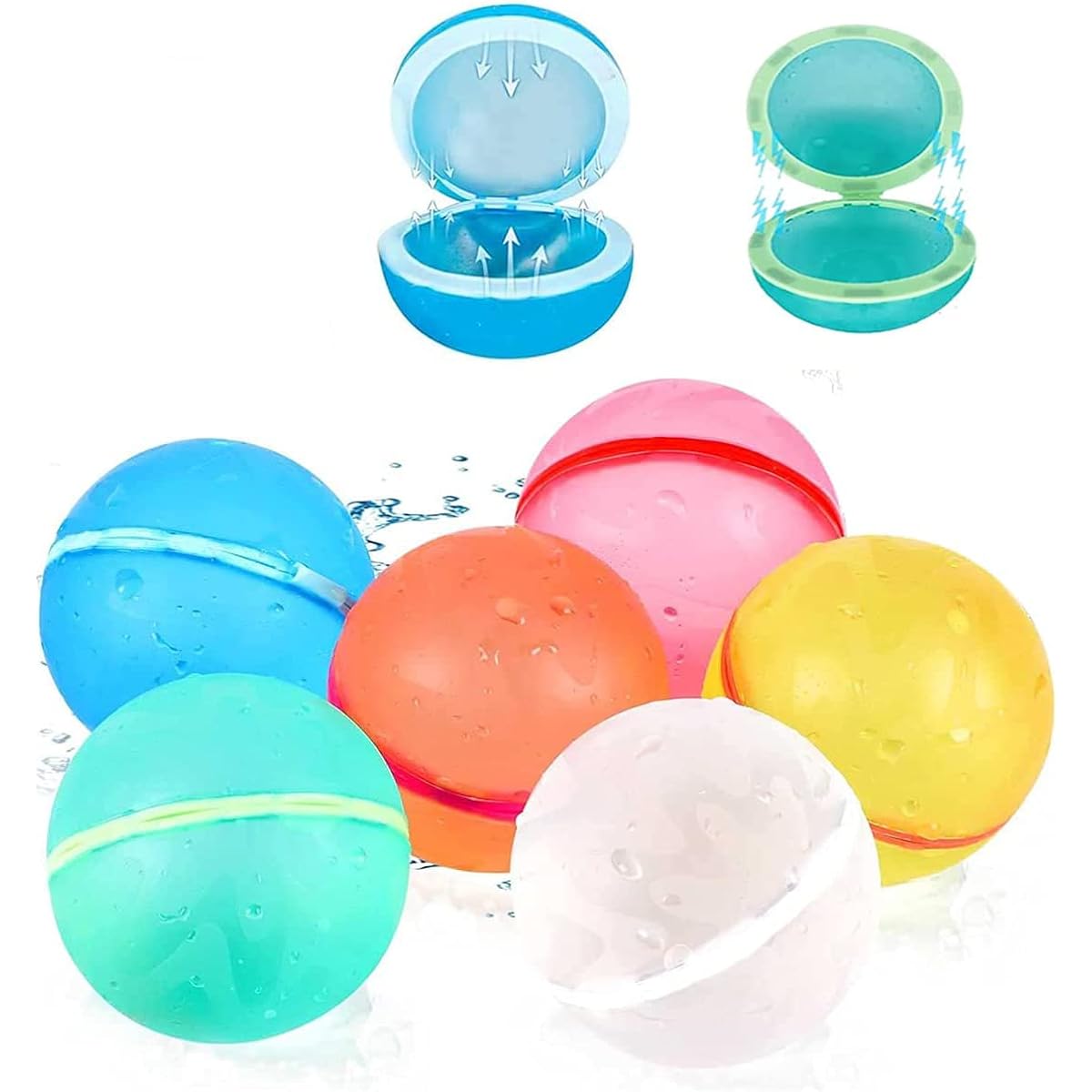 Reusable Water Balloons for Kids Adults Outdoor Activities, Soft Silicone Water Splash Balls, Magnetic Water Balloons for Kids Pool Bath Toys Summer Fun Party Supplies (16 Pack)