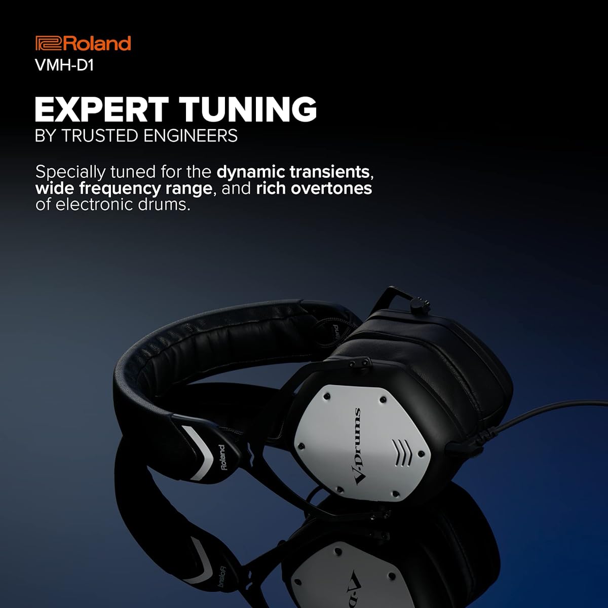 Roland VMH-D1 V-Drums electronic drum performance headphones black