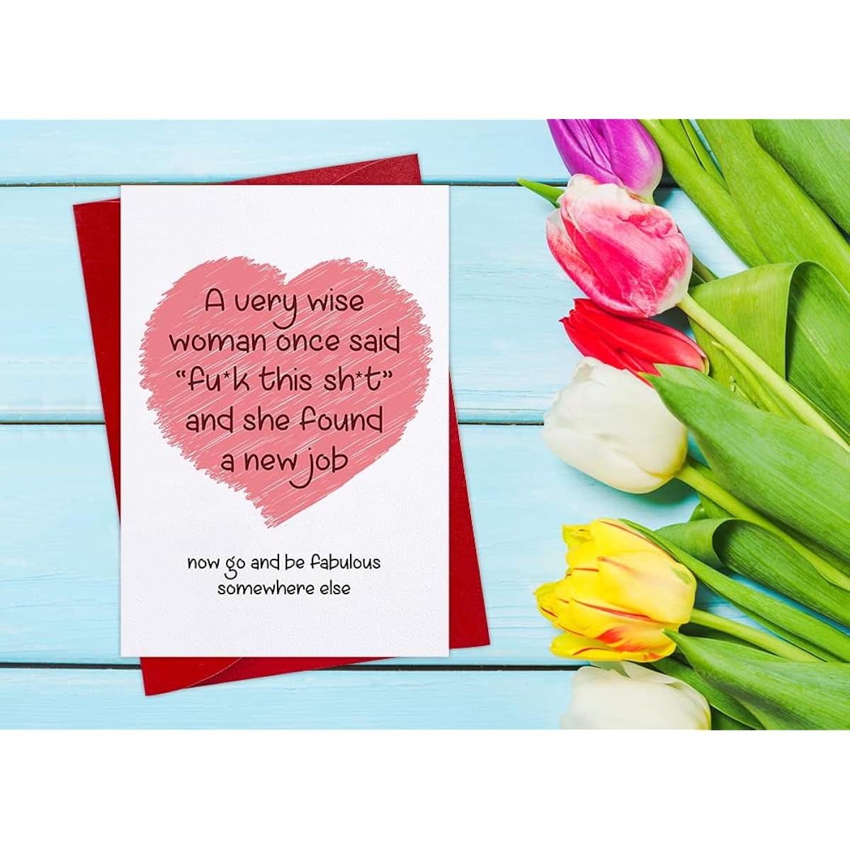 FLYAB Funny New Job Congratulations Card 4"x6" Coworker Farewell Gift Card with Envelope Humor Farewell Gift for Coworker Farewell Gift for Coworker Coworker Women Friend